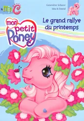 Size: 400x577 | Tagged: safe, artist:lyn fletcher, derpibooru import, official, pinkie pie (g3), insect, ladybug, g3, book, cover, flower, flower in hair, france, french, image, jpeg, logo, rainbow