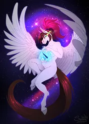 Size: 1143x1600 | Tagged: safe, artist:sunny way, derpibooru import, oc, oc:sunny way, anthro, horse, pegasus, pony, art, artist, artwork, belly, chubby, cute, digital art, drawing, female, hooves, image, love, magic, mare, nebula, nudity, pinup, png, reward, sexy, smiling, solo, space, thick, wings