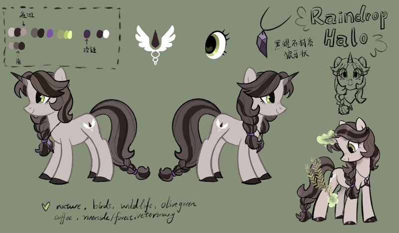 Size: 2048x1198 | Tagged: safe, artist:raindrophalo, derpibooru import, oc, unofficial characters only, pony, unicorn, horn, image, jpeg, reference sheet, solo, unicorn oc