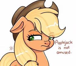 Size: 1154x1000 | Tagged: safe, artist:galaxy swirl, derpibooru import, applejack, earth pony, pony, applejack is not amused, eye clipping through hair, eyebrows, eyebrows visible through hair, female, g4, image, jpeg, mare, solo, unamused