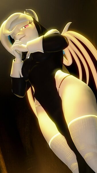 Size: 1080x1920 | Tagged: suggestive, artist:runic_the_wolf, ponerpics import, oc, unofficial characters only, anthro, 3d, breasts, female, image, jpeg, looking at you, nun outfit