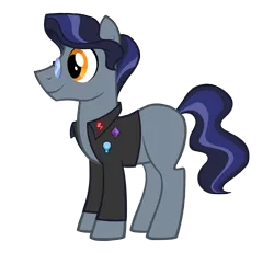 Size: 724x670 | Tagged: dead source, safe, artist:chadrocco, derpibooru import, earth pony, pony, clothes, cr, glasses, image, jacket, male, png, simple background, smiling, solo, stallion, tgwtg, transparent background