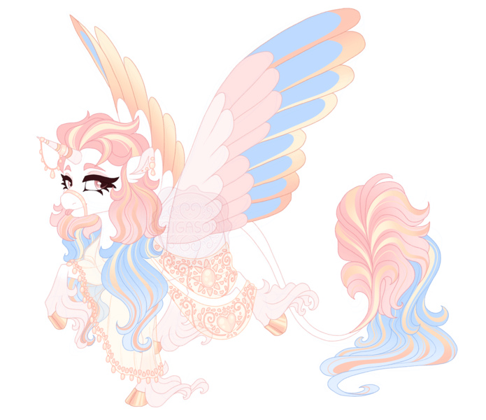 Size: 4400x3800 | Tagged: safe, artist:gigason, derpibooru import, oc, oc:gold flare, alicorn, pony, colored wings, female, image, mare, multicolored wings, png, simple background, solo, transparent background, unshorn fetlocks, wings