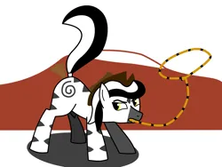 Size: 1600x1200 | Tagged: safe, artist:nebbie, derpibooru import, oc, unofficial characters only, pony, zebra, ass up, fart, image, lasso, male, mount kilimanjaro, mouth hold, nudity, png, raised tail, rope, sheath, solo, stallion, tail