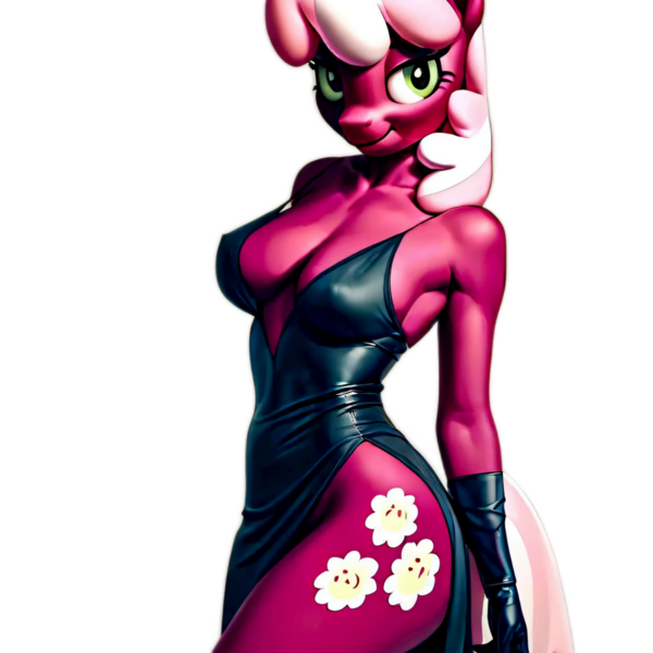 Size: 3000x3000 | Tagged: suggestive, ai content, derpibooru import, machine learning generated, stable diffusion, cheerilee, anthro, absolute cleavage, black dress, breasts, busty cheerilee, cleavage, clothes, cutie mark, dress, erect nipples, evening gloves, female, generator:pony diffusion v6 xl, generator:purplesmart.ai, gloves, high res, image, little black dress, long gloves, looking at you, milf, nipple outline, png, prompter:yourclopaccount2, seductive, seductive look, seductive pose, sexy, simple background, smiling, smiling at you, solo, solo female, stupid sexy cheerilee, three quarter view, total sideslit, transparent background