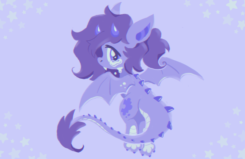 Size: 1992x1292 | Tagged: safe, artist:raystarkitty, derpibooru import, oc, oc:vylet, unofficial characters only, dragon, crying, dragonified, g4, i want to feel like a little dragon, image, png, purple background, simple background, species swap, vylet pony