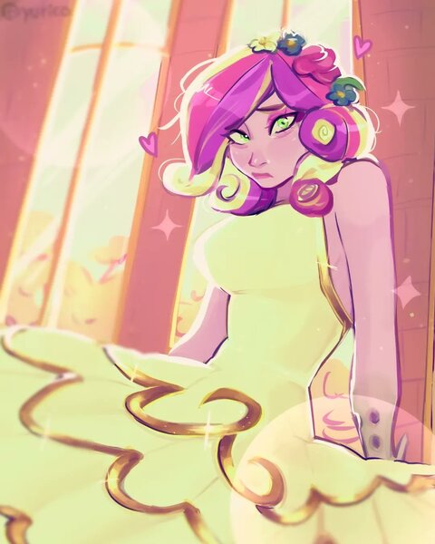 Size: 1080x1351 | Tagged: safe, artist:yurico, derpibooru import, princess cadance, queen chrysalis, human, equestria girls, clothes, disguise, disguised changeling, dress, equestria girls-ified, humanized, image, jpeg, wedding dress