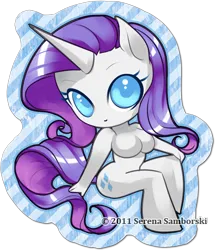 Size: 406x471 | Tagged: suggestive, artist:sererena, derpibooru import, rarity, anthro, unicorn, breasts, g4, horn, image, nudity, png, watermark