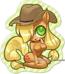 Size: 426x480 | Tagged: suggestive, artist:sererena, derpibooru import, applejack, anthro, earth pony, breasts, g4, image, nudity, png, watermark