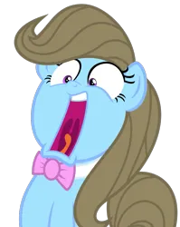 Size: 795x1000 | Tagged: safe, artist:punzil504, derpibooru import, beauty brass, earth pony, pony, bowtie, female, image, mare, open mouth, png, screaming, shocked, simple background, solo, transparent background, uvula