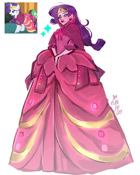 Size: 1080x1350 | Tagged: safe, artist:yurico, derpibooru import, rarity, human, suited for success, clothes, dress, ear piercing, earring, g4, gala dress, humanized, image, jewelry, jpeg, piercing, solo