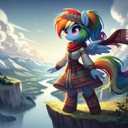 Size: 1024x1024 | Tagged: safe, ai content, derpibooru import, machine learning generated, rainbow dash, cyrillic, image, jpeg, russian, slavic