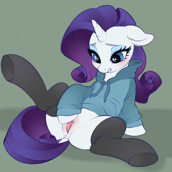 Size: 1920x1920 | Tagged: explicit, ai content, edit, editor:sunnypony, machine learning assisted, ponerpics import, rarity, pony, unicorn, anus, blushing, clothes, dock, female, heart eyes, hoodie, horn, hybrid vagina, image, mare, masturbation, nudity, png, socks, solo, solo female, spread legs, spreading, stockings, thigh highs, vulva, wingding eyes