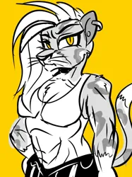 Size: 767x1023 | Tagged: safe, artist:jully-park, derpibooru import, g5, allura, furry, grayscale, image, jpeg, monochrome, simple background, solo, yellow background