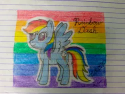 Size: 4160x3120 | Tagged: safe, artist:codenamekid, derpibooru import, rainbow dash, pegasus, pony, colored, female, g4, image, jpeg, mare, pencil drawing, solo, spread wings, traditional art, wings