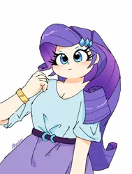 Size: 720x953 | Tagged: safe, artist:leo19969525, derpibooru import, rarity, equestria girls, bracelet, breasts, cleavage, clothes, female, g4, human coloration, image, jewelry, jpeg, simple background, skirt, solo, white background