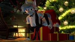 Size: 1920x1080 | Tagged: suggestive, artist:runic_the_wolf, ponerpics import, oc, oc:steamy, unofficial characters only, anthro, 3d, breasts, christmas, clothes, glasses, holiday, image, jpeg, looking at you