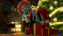 Size: 1920x1080 | Tagged: suggestive, artist:runic_the_wolf, ponerpics import, oc, unofficial characters only, anthro, 3d, breasts, christmas, clothes, glasses, holiday, image, jpeg, looking at you