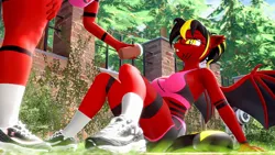 Size: 1920x1080 | Tagged: safe, artist:runic_the_wolf, ponerpics import, oc, oc:runic, anthro, 3d, breasts, clothes, glasses, image, jpeg, shoes, socks, tracksuit