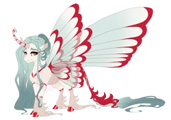 Size: 5000x3500 | Tagged: safe, artist:gigason, derpibooru import, oc, oc:cardinal, changepony, hybrid, colored wings, curved horn, female, horn, image, multicolored wings, offspring, parent:pharynx, parent:princess celestia, parents:pharlestia, png, simple background, solo, transparent background, wings