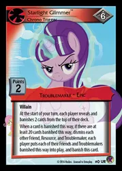 Size: 300x419 | Tagged: safe, derpibooru import, fluttershy, starlight glimmer, pegasus, pony, unicorn, the cutie re-mark, card, ccg, duo, enterplay, female, filly, foal, g4, glow, glowing horn, horn, image, jpeg, mare, marks in time, merchandise, s5 starlight, solo focus