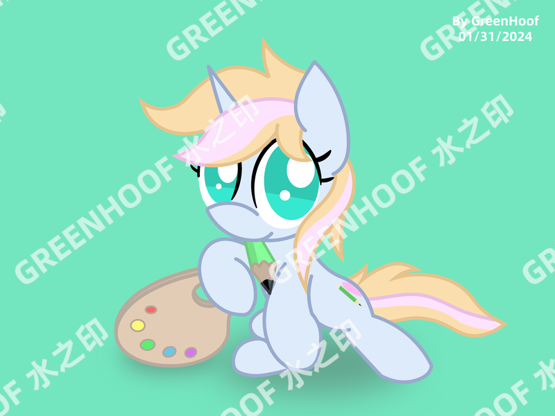 Size: 1920x1440 | Tagged: safe, artist:greenhoof, derpibooru import, oc, oc:windy／painting heart, pony, unicorn, female, horn, image, mare, png, simple background, solo, vector