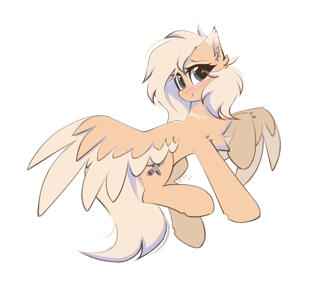 Size: 1150x1077 | Tagged: safe, artist:rieyadraws, derpibooru import, oc, oc:mirta whoowlms, unofficial characters only, pegasus, pony, blue eyes, chest fluff, cute, ear fluff, facial markings, flying, image, looking at you, pegasus oc, png, simple background, smiling, smiling at you, solo, spread wings, white background, wings