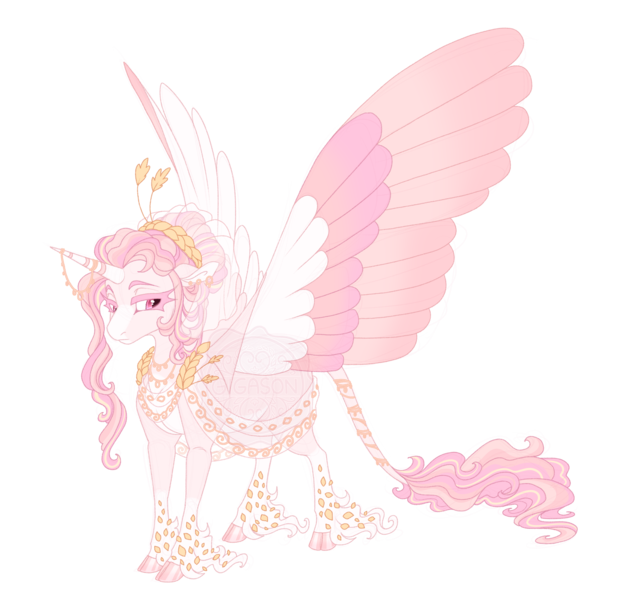 Size: 4000x3800 | Tagged: safe, artist:gigason, derpibooru import, oc, oc:veil, unofficial characters only, alicorn, classical unicorn, pony, unicorn, clothes, cloven hooves, colored wings, female, horn, image, leonine tail, magical lesbian spawn, mare, multicolored wings, obtrusive watermark, offspring, parent:oc:rose gold, parent:princess cadance, parents:canon x oc, png, simple background, solo, transparent background, unshorn fetlocks, watermark, wings
