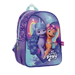 Size: 1000x1000 | Tagged: safe, derpibooru import, izzy moonbow, sunny starscout, earth pony, pony, unicorn, g5, backpack, heart, horn, image, jpeg, looking at you, merchandise, smiling