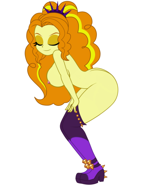 Size: 1700x2100 | Tagged: questionable, artist:mashoart, derpibooru import, edit, adagio dazzle, human, equestria girls, adagio dat-azzle, ass, big breasts, breasts, busty adagio dazzle, butt, eyes closed, female, g4, image, large butt, nipples, nude edit, nudity, png, simple background, solo, solo female, transparent background