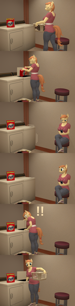 Size: 1593x6480 | Tagged: safe, artist:papadragon69, derpibooru import, oc, oc:cream heart, unofficial characters only, anthro, 3d, comic, dryer, empty, image, laundry, laundry basket, old master q, parody, phone, png, realization, reference, solo, source filmmaker, washing machine