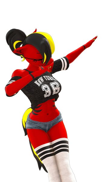 Size: 2160x3840 | Tagged: safe, artist:runic_the_wolf, ponerpics import, oc, unofficial characters only, 3d, breasts, clothes, dab, female, glasses, image, jpeg, socks
