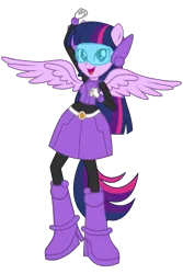 Size: 2000x3000 | Tagged: safe, artist:floralisole, artist:sugar-loop, artist:user15432, derpibooru import, edit, vector edit, twilight sparkle, twilight sparkle (alicorn), alicorn, human, equestria girls, belt, boots, clothes, gloves, high heel boots, image, looking at you, mask, masked, open mouth, open smile, pegasus wings, png, ponied up, princess peach showtime, shoes, simple background, superhero, superhero costume, transparent background, vector, wings