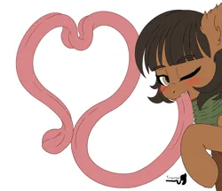 Size: 5200x4500 | Tagged: safe, artist:tonguetiedpony, derpibooru import, oc, oc:zahra, pony, bedroom eyes, blushing, clothes, colored, female, flat colors, heart shaped, image, impossibly long tongue, long tongue, looking at you, mare, one eye closed, png, prehensile tongue, scarf, solo, tongue out, tongue play, wink, winking at you, wip
