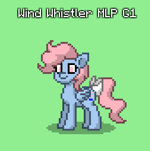 Size: 505x511 | Tagged: safe, derpibooru import, wind whistler, pegasus, pony, pony town, g1, bow, folded wings, image, pixel art, png, smiling, standing, tail, tail bow, wings