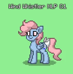 Size: 505x511 | Tagged: safe, derpibooru import, wind whistler, pegasus, pony, pony town, g1, bow, folded wings, image, pixel art, png, smiling, standing, tail, tail bow, wings