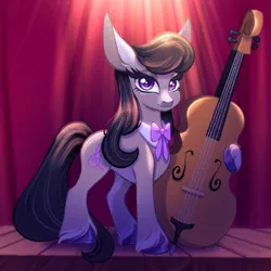 Size: 1280x1280 | Tagged: safe, artist:carouselunique, derpibooru import, octavia melody, earth pony, cello, februpony, g4, image, jpeg, musical instrument, solo, stage