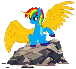 Size: 1760x1612 | Tagged: safe, artist:shieldwingarmorofgod, derpibooru import, oc, oc:shield wing, unofficial characters only, alicorn, alicorn oc, g4, horn, image, large wings, male, png, rock, simple background, solo, transparent background, wings