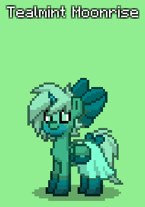 Size: 286x409 | Tagged: safe, artist:mlpfantealmintmoonrise, derpibooru import, oc, oc:tealmint moonrise marine, pony, pony town, bag, bow, clothes, dress, facial markings, female, g4, gradient hooves, gradient horn, hair bow, horn, image, mare, pixel art, png, saddle bag, shadow, short mane, tail, tail bow