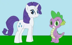 Size: 1053x662 | Tagged: safe, artist:marybethemberjoy49-1, derpibooru import, rarity, spike, dragon, unicorn, female, g4, horn, image, male, png, shipping, sparity, straight