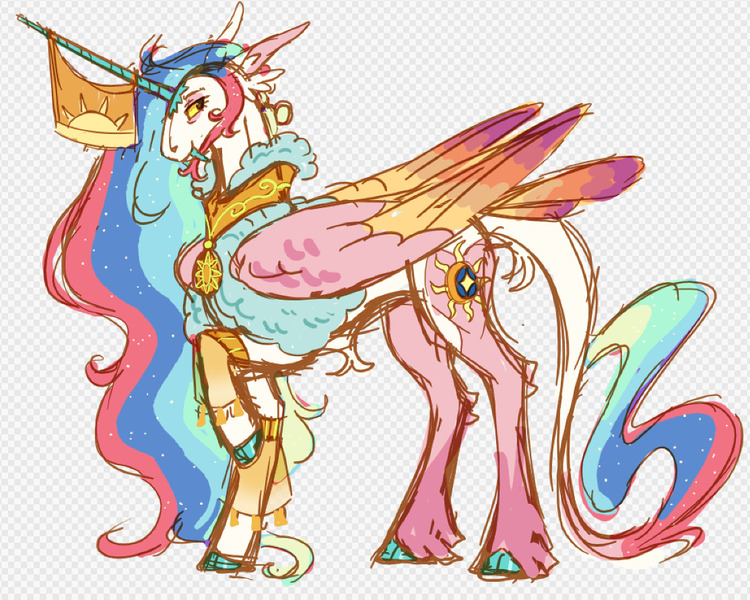 Size: 1114x891 | Tagged: safe, artist:devilbunzz, derpibooru import, princess celestia, alicorn, pony, alternate color palette, alternate design, alternate eye color, alternate hair color, alternate tail color, alternate universe, bangles, beard, belly fluff, bracelet, brown eyes, cape, cheek fluff, chin fluff, clothes, cloven hooves, coat markings, colored eartips, colored hooves, colored horn, colored sclera, colored sketch, colored teeth, colored wings, colored wingtips, concave belly, ethereal mane, ethereal tail, eyelashes, facial hair, facial markings, fangs, female, fetlock tuft, folded wings, g4, horn, image, jewelry, jpeg, large wings, leg fluff, leonine tail, long horn, long legs, long mane, long tail, looking back, mare, multicolored coat, multicolored wings, patterned background, profile, raised hoof, shawl, shiny hoof, sketch, smiling, socks (coat marking), solo, sparkly mane, sparkly tail, standing, star (coat marking), tail, tail fluff, twitterina design, unicorn horn, veil, wall of tags, wavy mane, wavy tail, wingding eyes, wings, yellow sclera