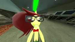 Size: 2560x1440 | Tagged: safe, derpibooru import, oc, unnamed oc, unofficial characters only, pegasus, pony, unicorn, 3d, 3d model, 4chan, bucktooth, female, glasses, gmod, green magic, horn, image, jpeg, mare, nerd, nerd pony, pc, pc game, red mane, red tie, solo, solo female, source, source filmmaker, unicorn oc, video game, yellow coat