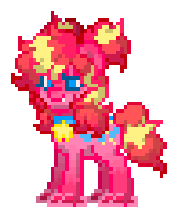 Size: 196x240 | Tagged: safe, derpibooru import, pinkie pie, earth pony, pony, pony town, 2d, alternate hairstyle, animated, blue eyes, derpibooru exclusive, female, g4, gif, image, jewelry, necklace, one eye closed, pink body, pixel art, ponytails, redesign, simple background, solo, sprite, standing, tooth, transparent background, wink