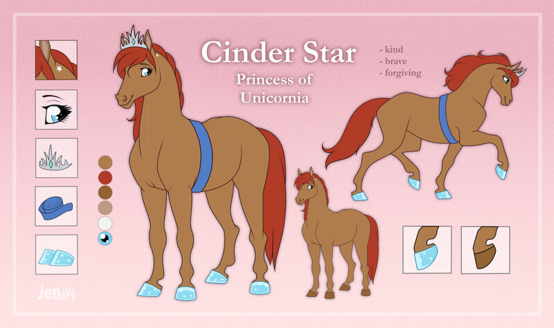 Size: 1280x759 | Tagged: safe, artist:jenery, ponerpics import, oc, oc:cinder star, unofficial characters only, earth pony, pony, female, hoers, image, jewelry, jpeg, mare, reference sheet, solo, tiara