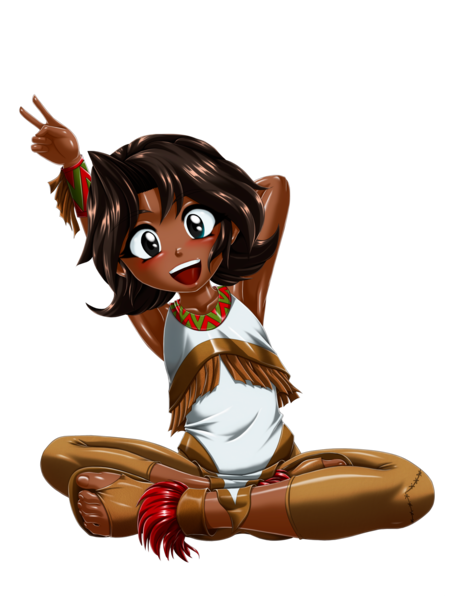 Size: 2765x3654 | Tagged: safe, alternate version, artist:mauroz, derpibooru import, winona, human, child, dark skin, g4, humanized, humanized pet, image, missing accessory, native american, png, simple background, solo, transparent background, younger