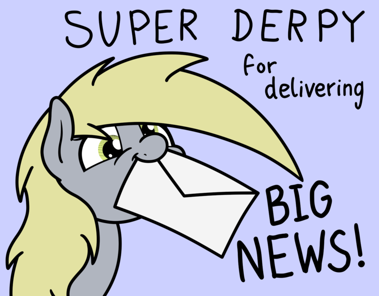 Size: 2048x1599 | Tagged: safe, artist:ewoudcponies, derpibooru import, derpy hooves, pegasus, pony, blue background, female, image, mail, mouth hold, png, simple background, solo