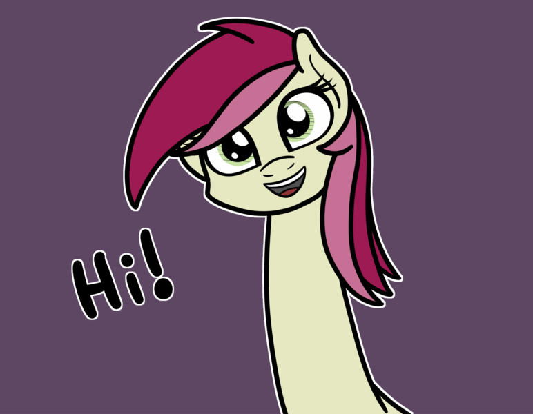 Size: 2048x1591 | Tagged: safe, artist:ewoudcponies, derpibooru import, roseluck, earth pony, pony, female, image, long neck, png, purple background, simple background, solo
