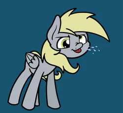 Size: 2048x1875 | Tagged: safe, artist:ewoudcponies, derpibooru import, derpy hooves, pegasus, pony, blue background, female, image, png, simple background, solo, spitting, tongue out