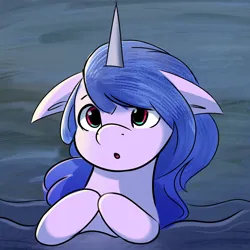 Size: 2048x2048 | Tagged: safe, artist:nari_artsz, derpibooru import, izzy moonbow, pony, unicorn, g5, cute, female, horn, image, izzybetes, ocean, png, solo, swimming, water