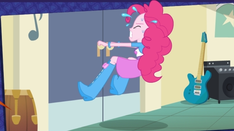 Size: 1063x596 | Tagged: safe, artist:seanjeromepata, derpibooru import, pinkie pie, human, equestria girls, rainbow rocks, boots, clothes, door, female, g4, high heel boots, image, jacket, jpeg, locked, shirt, shoes, skirt, solo, sweat, vest